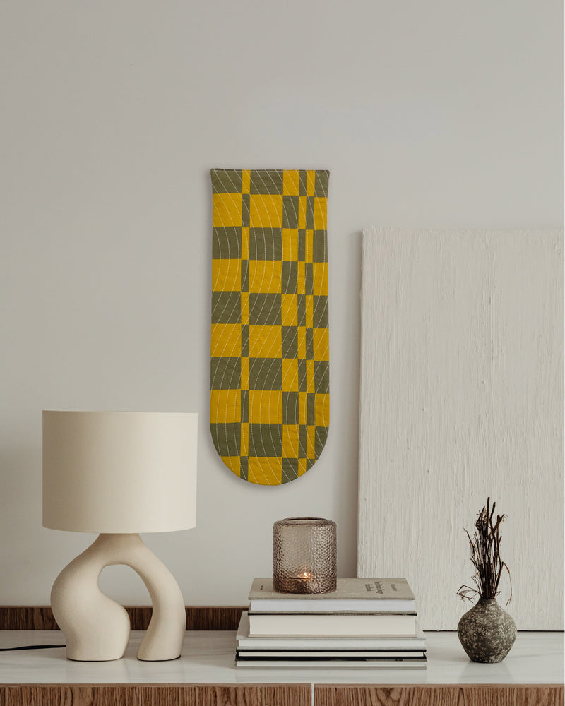 Check Wall Quilt Olive 1