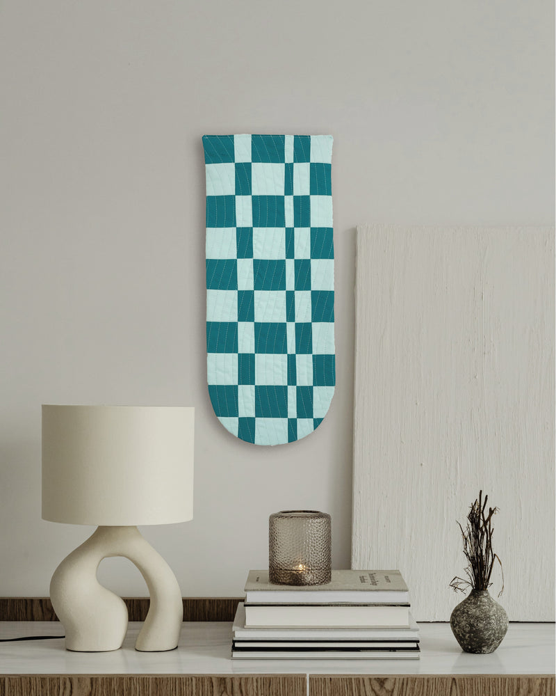 Check Wall Quilt Teal 2