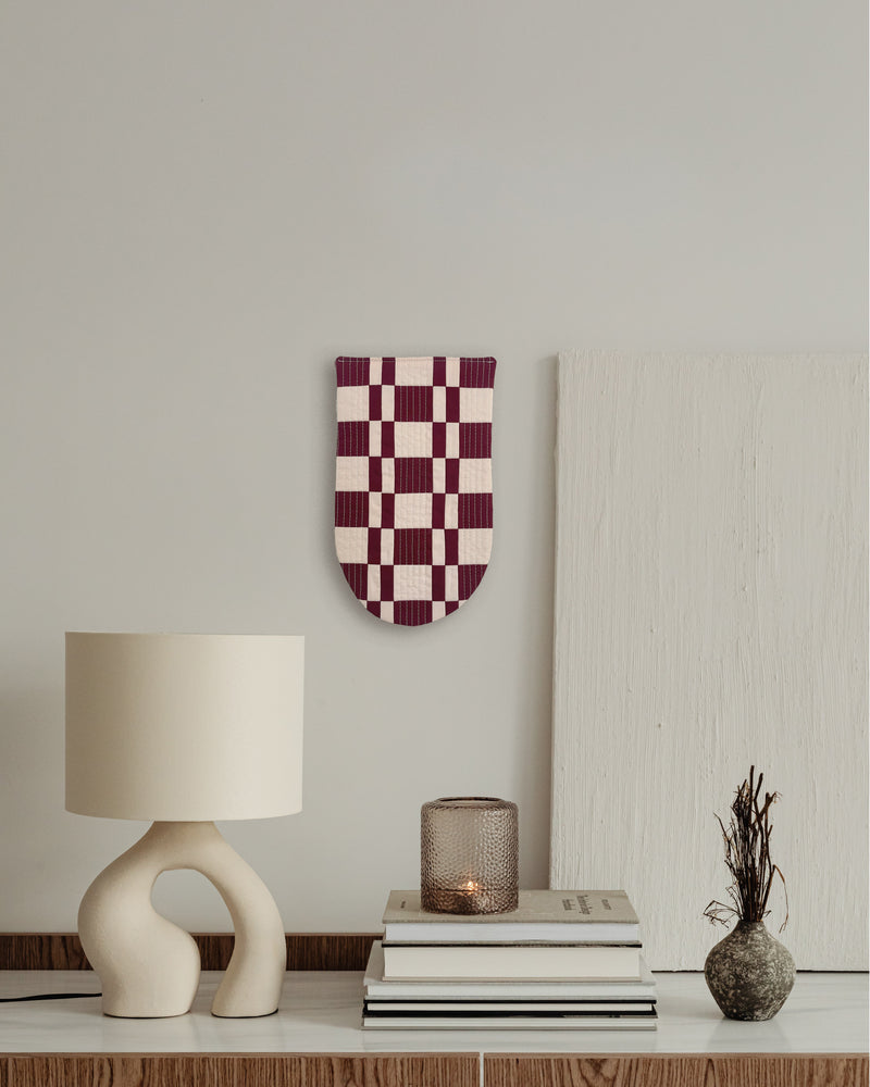 Check Wall Quilt Wine 1